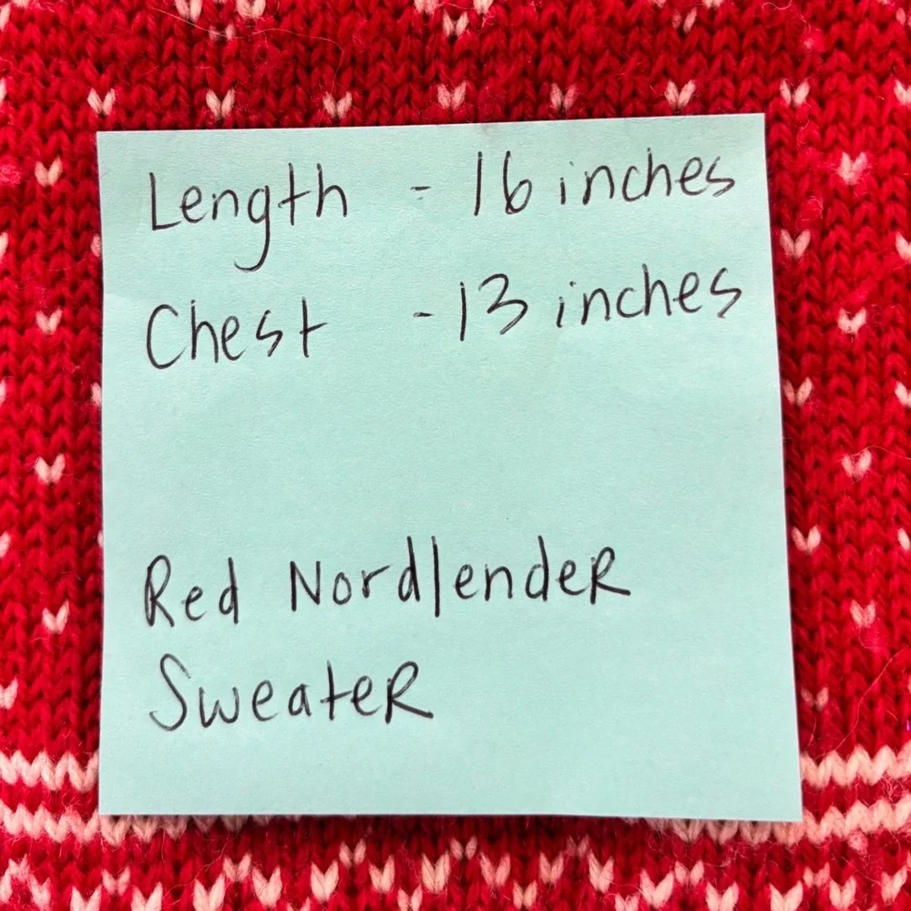 Norlender Norwegian Knit Sweater Kids 4 Red Good Fair Isle Wool Pewter Clasps